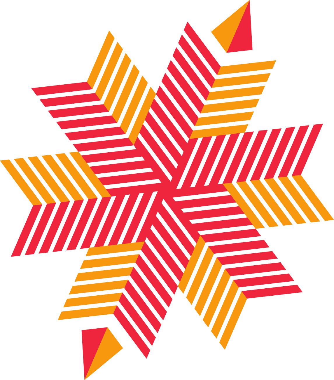 The snowflake is rotated slightly to the right, so the pyramid points are off center.
